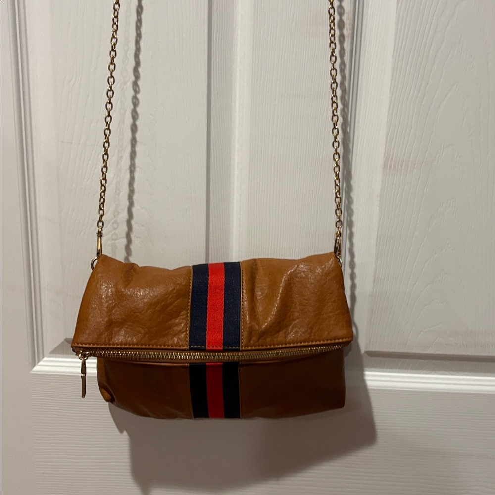 Moda International Tan Crossbody Bag with Stripe